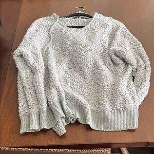 Cozy Plush Popcorn Knit Sweater - Light Gray